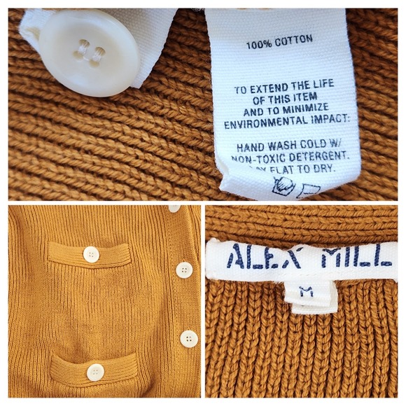 Alex Mill Womens Cardigan Sweater Size M Medium Knit Button Front Cropped Top - Picture 5 of 9